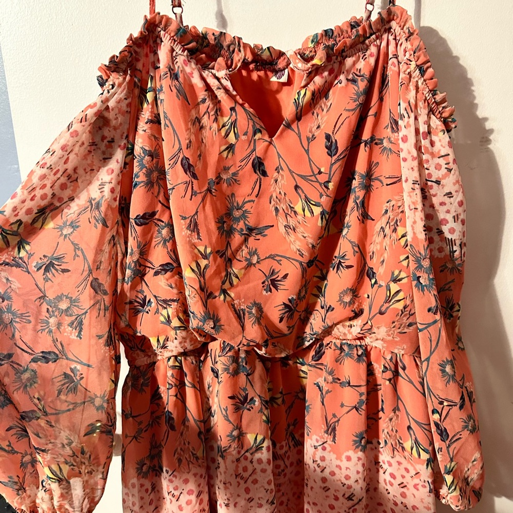 Pink floral casual dress